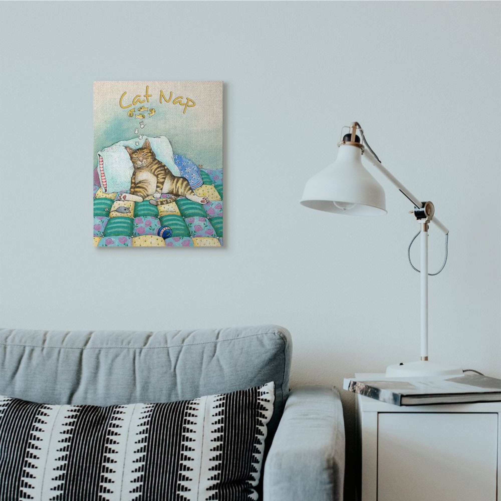 Stupell Industries Cat Nap Funny Cat Cartoon Pet Design Canvas Wall Art